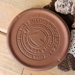 Vintage Longaberger Pottery Button Basket Brick Pottery Warming Stone Bread 6”
